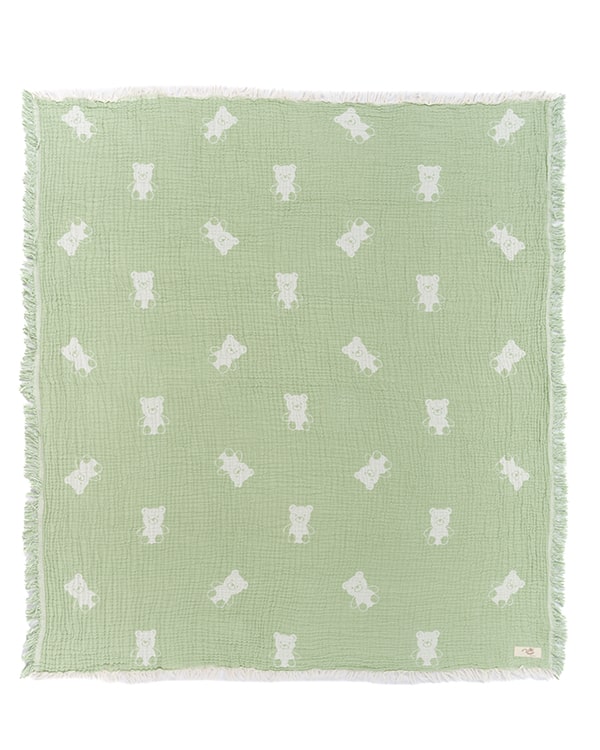 Teddy Gauze Receiving Blanket with Pouch